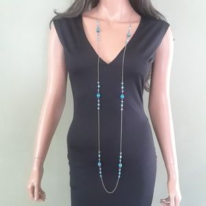 Extra Long Silver Beaded Necklace